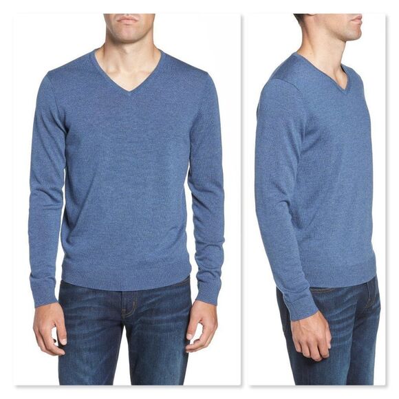 Nordstrom Men's Shop V-Neck Merino Wool Sweater - Picture 1 of 8